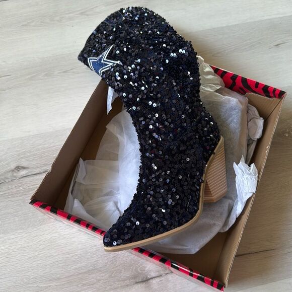 NFL DALLAS COWBOYS Heeled Boots Sequence Navy Size 9 Nwt - Picture 5 of 8